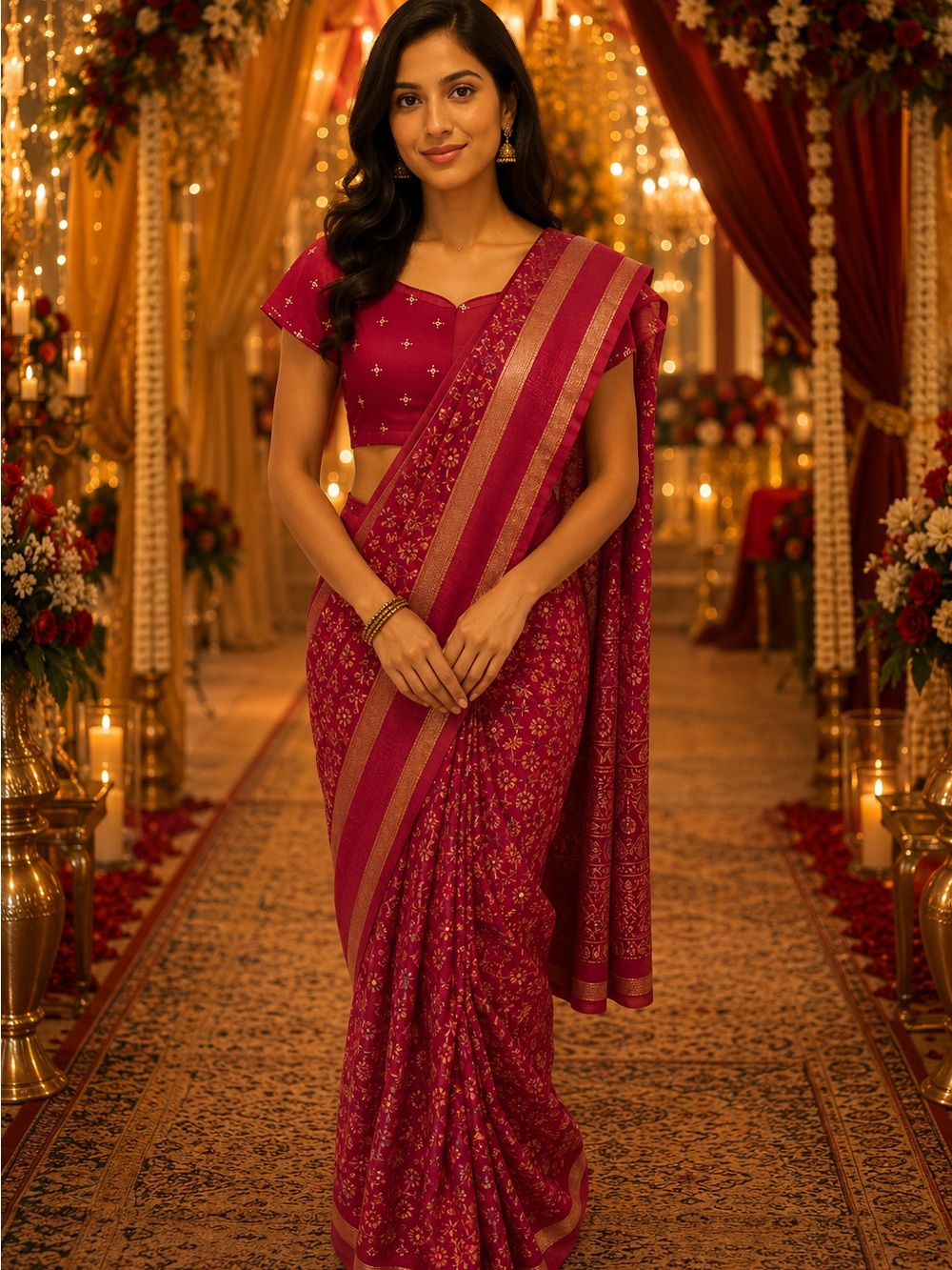 Marshmallow silk Traditional Printed soft Saree